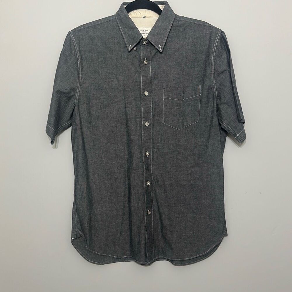 Rag & Bone Mens Gray Standard Issue 100% Cotton Button Down Shirt Size Medium